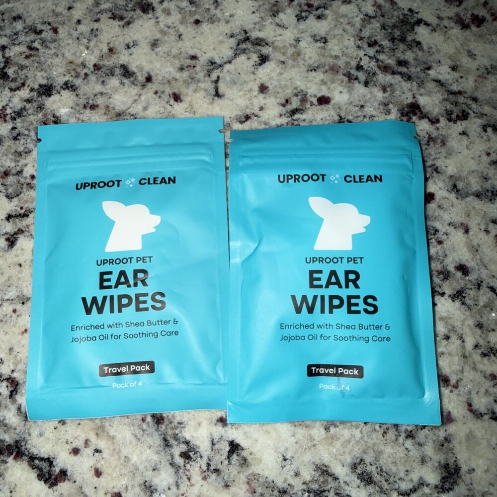 Uproot Clean Cat Dog Ear Cleaner Finger Wipes 8 Wipes Disposable Dog Ear Wipe